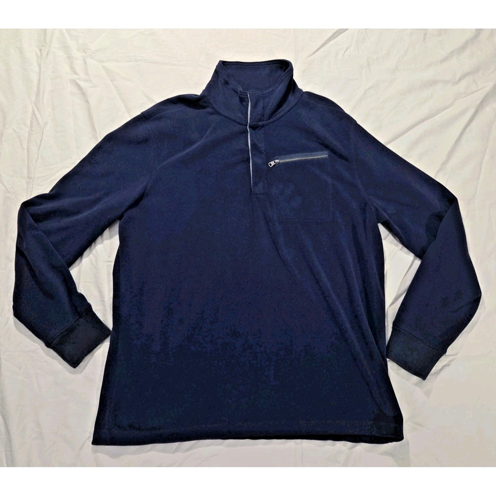 Banana Republic Micro Fleece Pullover 1/4 Zip Button Long Sleeve Sweater Blue XL